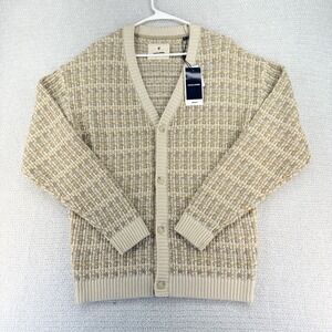 Jack & Jones Premium Parker Knit Cardigan Mens Small Tan Long Sleeve Preppy